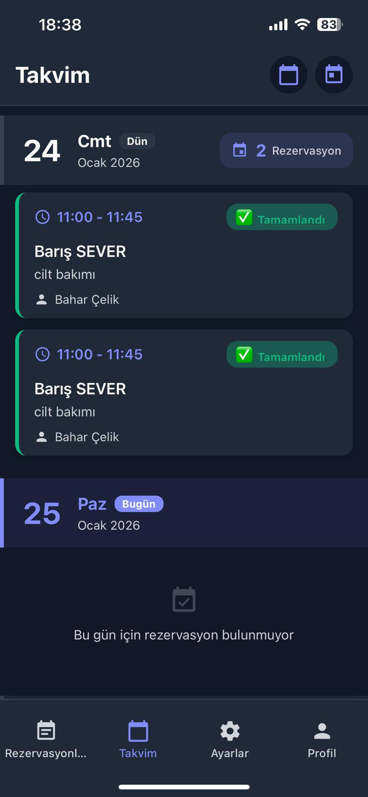 Güzellik Salonu Takvim